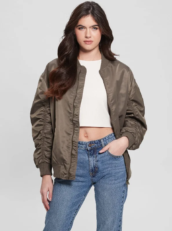 Brown Birks Oversized Bomber Jacket Denim Jacket Leather Jacket Suede Jacket