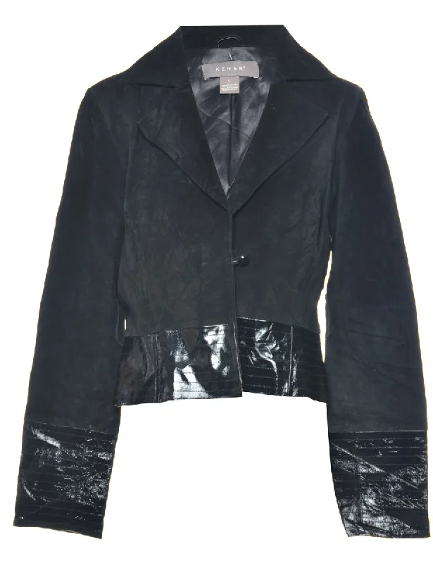 Button Front Suede Jacket - L Knit Fabric Woven Fabric Fleece Fabric