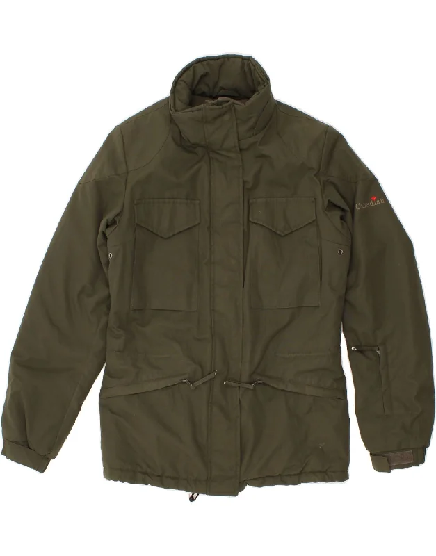 CANADIAN Womens Windbreaker Jacket EU 40 Medium Khaki Nylon Wool Fabric Cashmere Fabric Tweed Fabric CANADIAN Womens Windbreaker Jacket EU 40 Medium Khaki Nylon Wool Fabric Cashmere Fabric Tweed Fabric