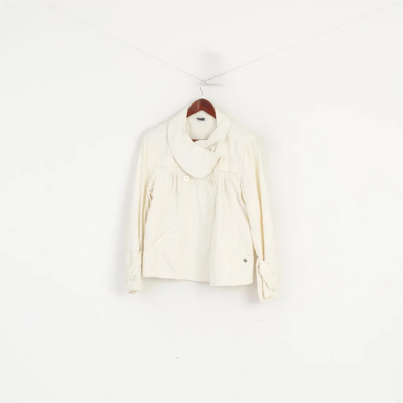Kangol Women 14 L Jacket Cream Cotton Cropped Double Breasted Top Herringbone Jacket Checkered Jacket Solid Jacket Kangol Women 14 L Jacket Cream Cotton Cropped Double Breasted Top Herringbone Jacket Checkered Jacket Solid Jacket