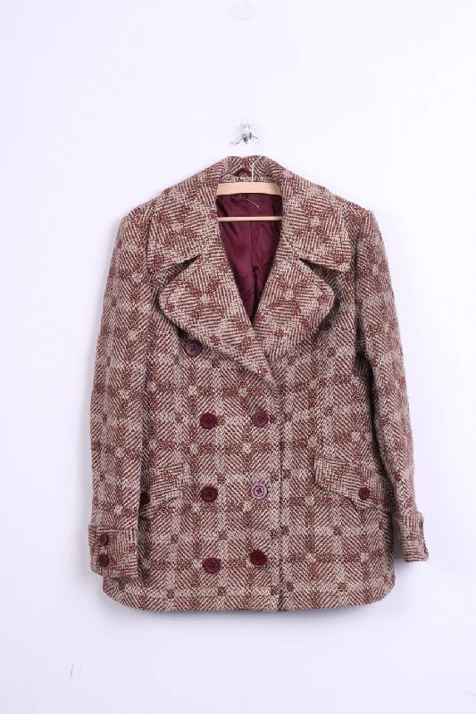 Ebeco Womens L Jacket Double Breasted Check Beige Switzerland Front Pockets Side Pockets Patch Pockets Ebeco Womens L Jacket Double Breasted Check Beige Switzerland Front Pockets Side Pockets Patch Pockets