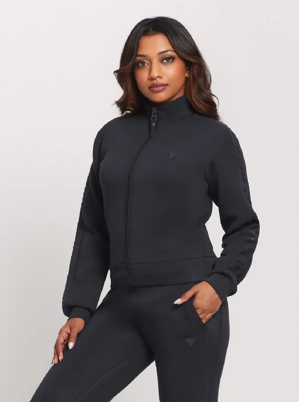 Eco Navy Allie Scuba Zip Active Jacket Fitted Jacket Loose Jacket Oversized Jacket