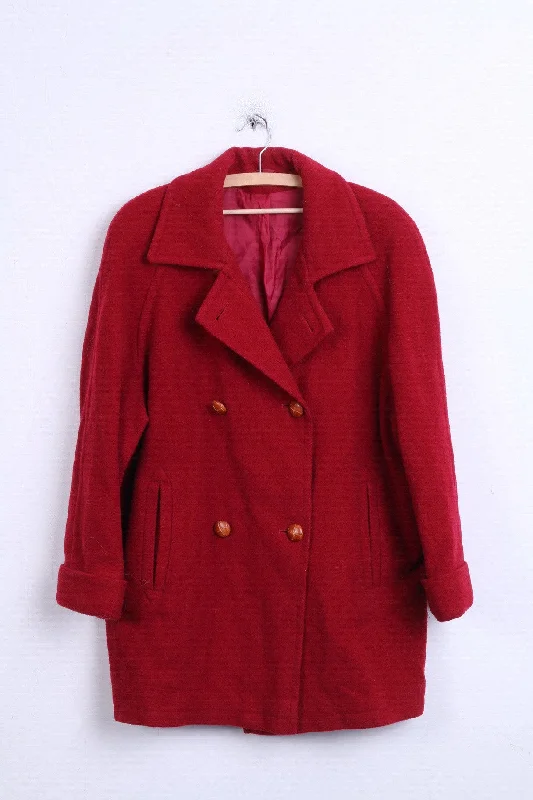 ESSENTIALS Womens 16 XL Jacket Coat Wool Double Breasted Red Wool Jacket Cashmere Jacket Tweed Jacket ESSENTIALS Womens 16 XL Jacket Coat Wool Double Breasted Red Wool Jacket Cashmere Jacket Tweed Jacket