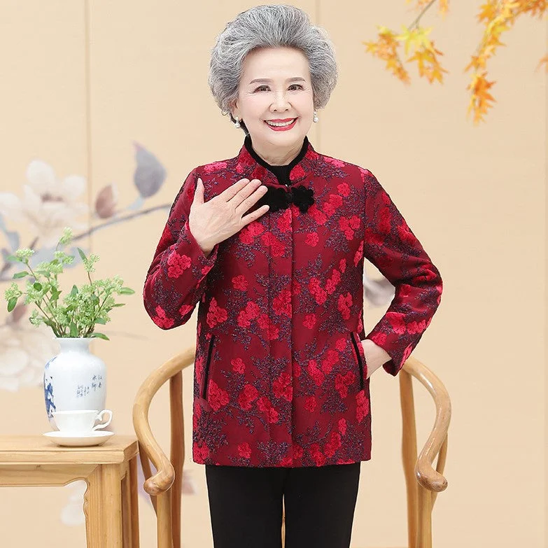Floral Tang Suit Traditional Chinese Jacket Mother's Coat Herringbone Jacket Houndstooth Jacket Plaid Jacket Floral Tang Suit Traditional Chinese Jacket Mother's Coat Herringbone Jacket Houndstooth Jacket Plaid Jacket
