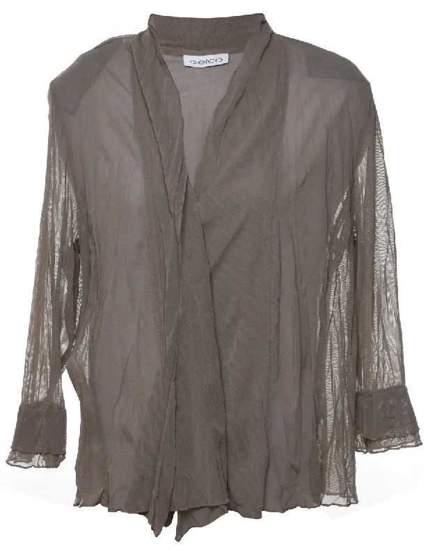 Grey Classic Sheer Long Sleeve Jacket - M Plaid Jacket Tartan Jacket Houndstooth Jacket Grey Classic Sheer Long Sleeve Jacket - M Plaid Jacket Tartan Jacket Houndstooth Jacket