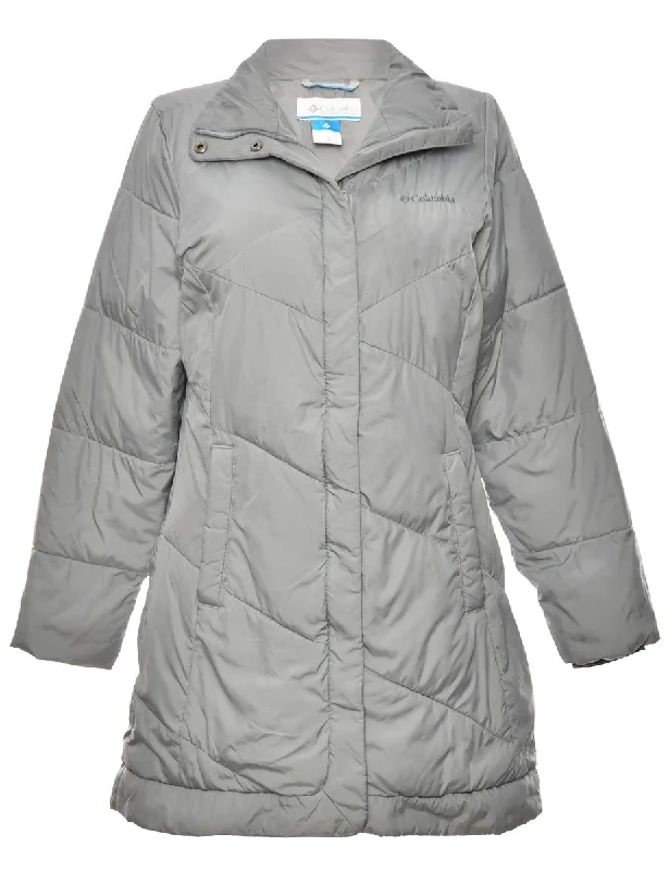 Grey Long Zip-Front Columbia Jacket - S Cotton Jacket Linen Jacket Terry Jacket