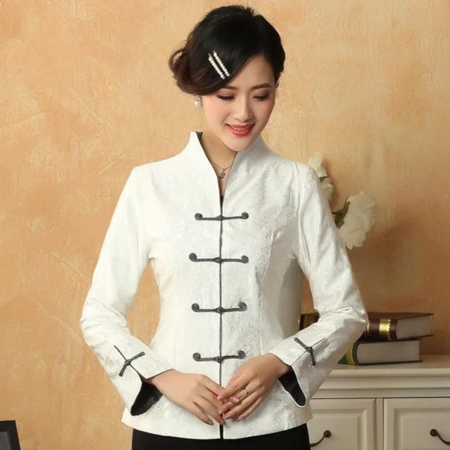 Mandarin Sleeve V Neck Chinese Style Jacket with Strap Buttons Fleece Fabric Down Fabric Feather Fabric Mandarin Sleeve V Neck Chinese Style Jacket with Strap Buttons Fleece Fabric Down Fabric Feather Fabric