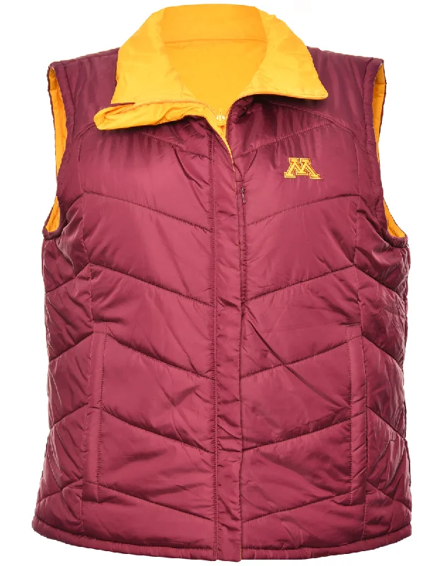 Maroon & Yellow Sleeveless Puffer Jacket - M Embroidered Jacket Appliqued Jacket Beaded Jacket