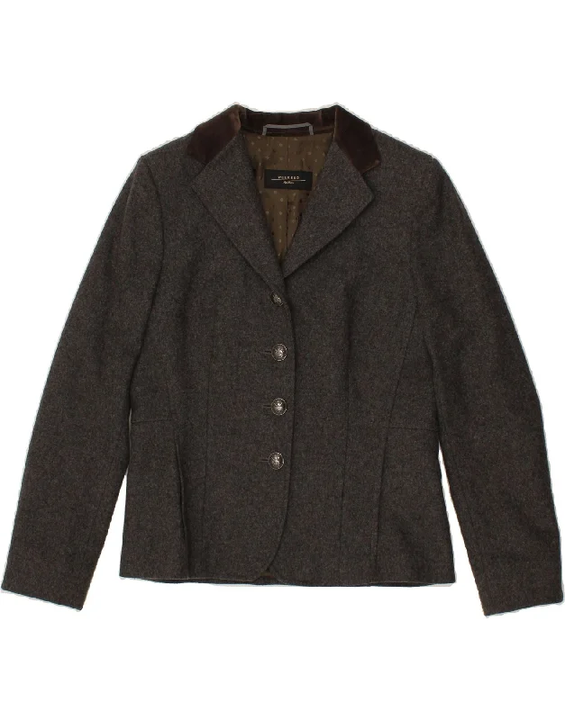 MAX MARA Womens 4 Button Blazer Jacket UK 14 Medium Grey Wool Lace Jacket Ribbed Jacket Sequined Jacket MAX MARA Womens 4 Button Blazer Jacket UK 14 Medium Grey Wool Lace Jacket Ribbed Jacket Sequined Jacket