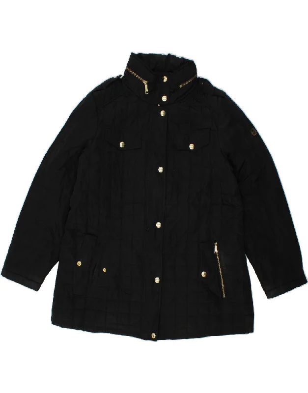 MICHAEL KORS Womens Windbreaker Jacket UK 18 XL Black Polyester Wool Jacket Cashmere Jacket Tweed Jacket MICHAEL KORS Womens Windbreaker Jacket UK 18 XL Black Polyester Wool Jacket Cashmere Jacket Tweed Jacket