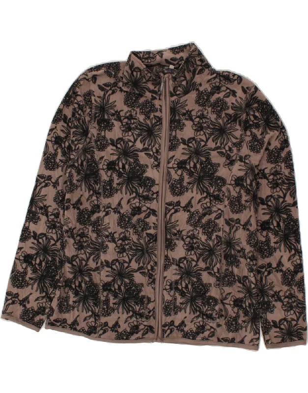 OVS Womens Fleece Jacket UK 18 XL Brown Floral Rayon Fabric Velvet Fabric Corduroy Fabric OVS Womens Fleece Jacket UK 18 XL Brown Floral Rayon Fabric Velvet Fabric Corduroy Fabric