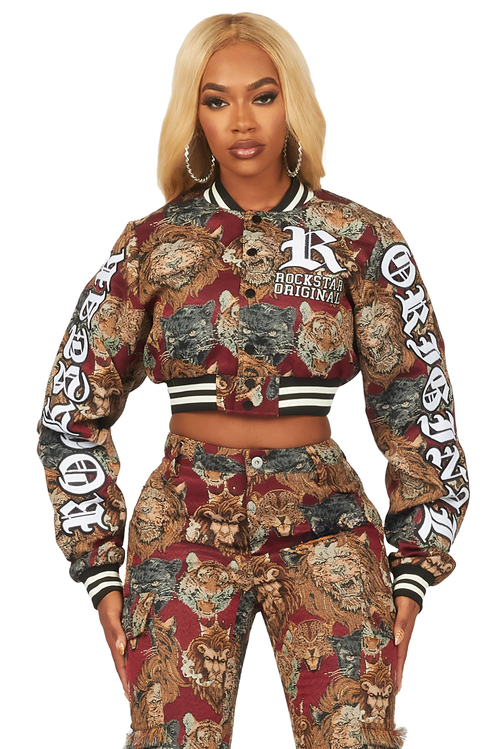 Khadiyah Red Crop Tapestry Varsity Jacket Rayon Jacket Velvet Jacket Corduroy Jacket Khadiyah Red Crop Tapestry Varsity Jacket Rayon Jacket Velvet Jacket Corduroy Jacket