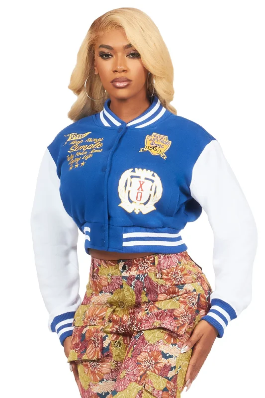 Turhon Royal Blue Varsity Jacket Quilted Jacket Puffer Jacket Insulated Jacket