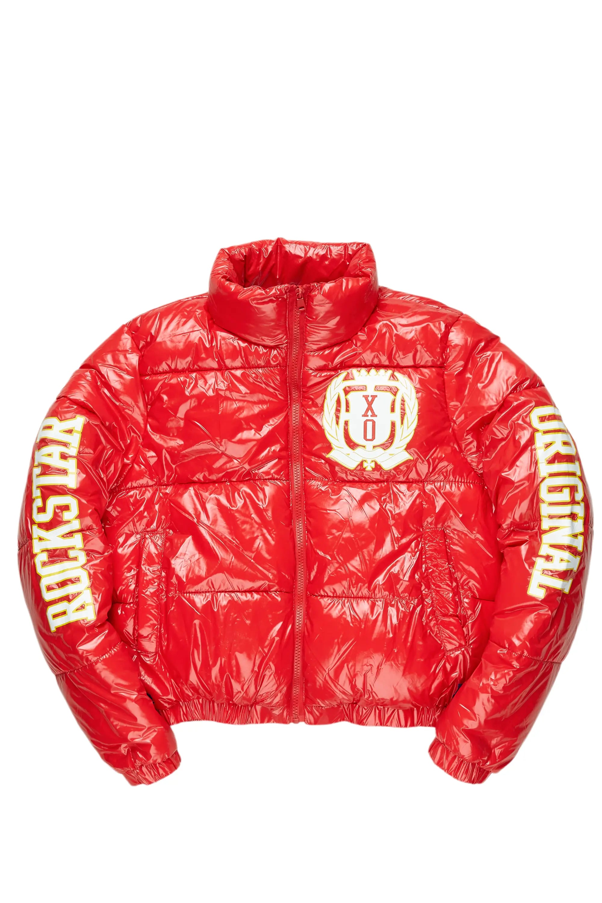 Jaclyn Red Puffer Jacket Plaid Jacket Tartan Jacket Houndstooth Jacket