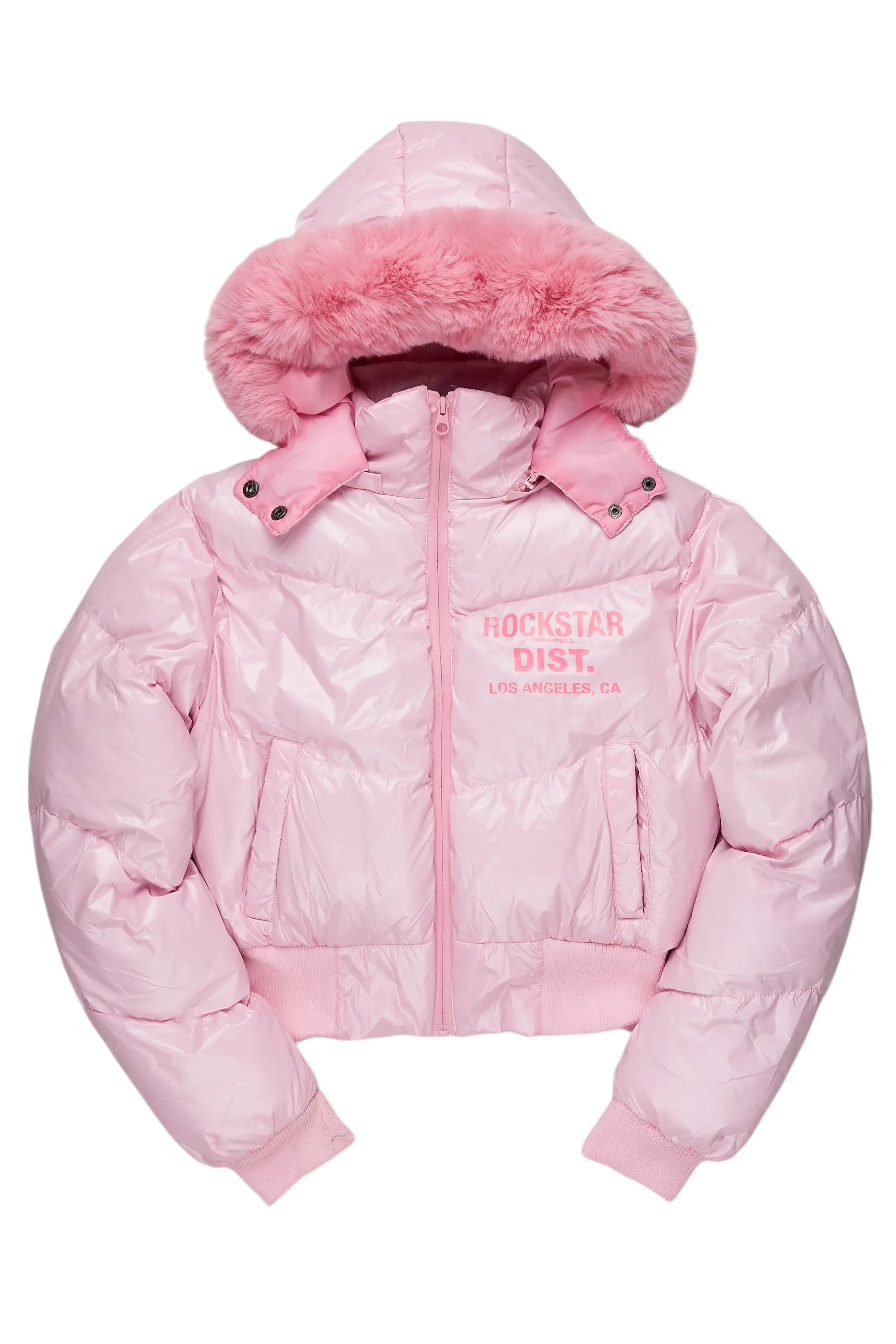 Moncia Pink Puffer Jacket Print Jacket Jacquard Jacket Patchwork Jacket