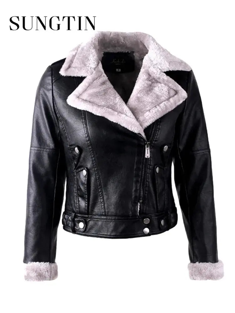 FZ Women's Leather Faux Fur Streetwear Jacket Chenille Jacket Brocade Jacket Lace Jacket