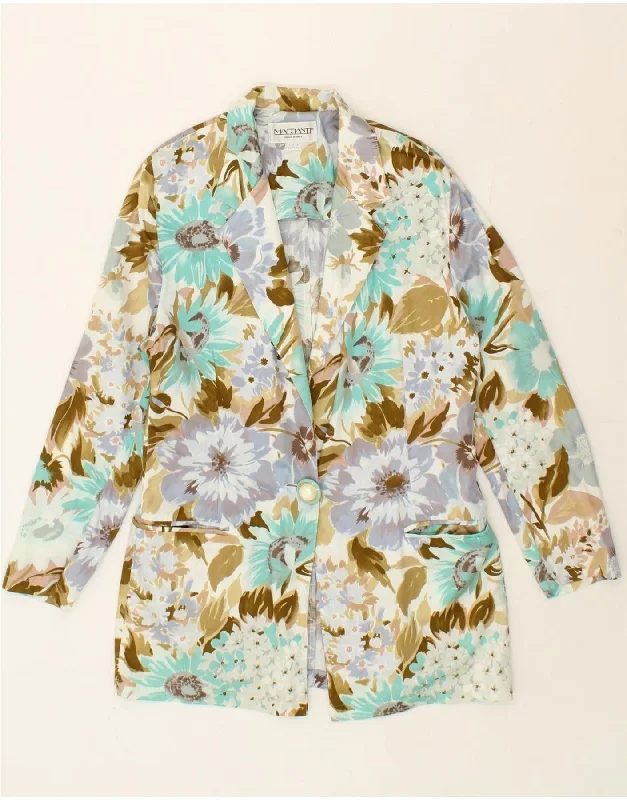 VINTAGE Womens 1 Button Blazer Jacket EU 38 Medium Multicoloured Floral Notch Collar Jacket Peter Pan Collar Jacket Cowl Neck Jacket VINTAGE Womens 1 Button Blazer Jacket EU 38 Medium Multicoloured Floral Notch Collar Jacket Peter Pan Collar Jacket Cowl Neck Jacket