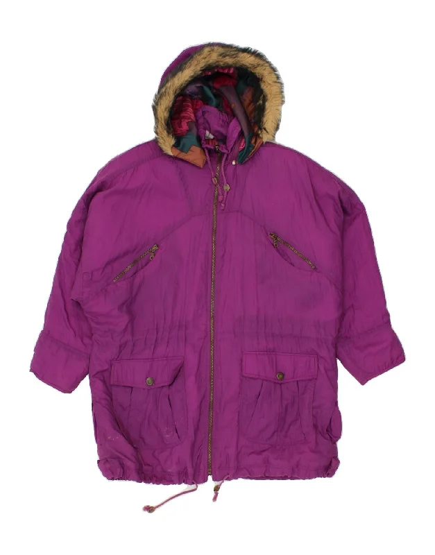 VINTAGE Womens Hooded Windbreaker Jacket UK 22 3XL Purple Polyacrylic Nylon Jacket Polyester Jacket Spandex Jacket