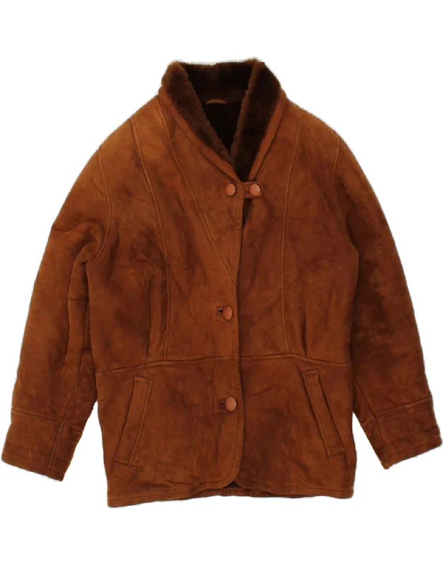 VINTAGE Womens Shearling Jacket EU 40 Medium Brown Shearling Striped Jacket Polka Dot Jacket Floral Jacket VINTAGE Womens Shearling Jacket EU 40 Medium Brown Shearling Striped Jacket Polka Dot Jacket Floral Jacket