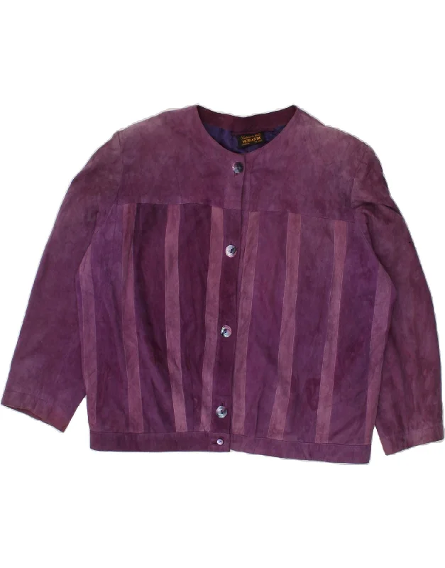 VINTAGE Womens Suede Jacket UK 14 Large Purple Striped Fleece Fabric Down Fabric Feather Fabric VINTAGE Womens Suede Jacket UK 14 Large Purple Striped Fleece Fabric Down Fabric Feather Fabric