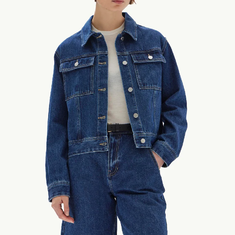 Winnie Denim Jacket - Heritage Blue Snapped Jacket Toggled Jacket Drawstring Jacket