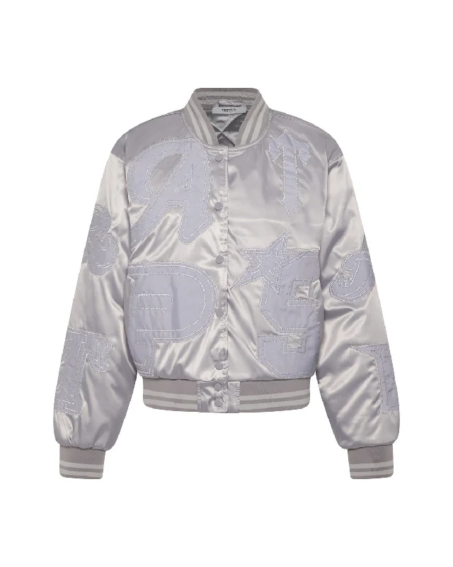 Women’s Wildcard Stadium Jacket - Silver Knit Fabric Woven Fabric Fleece Fabric