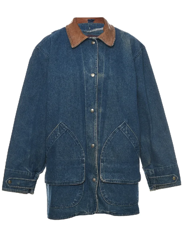 Woolrich Denim Jacket - M Belted Jacket Elasticated Jacket Padded Jacket