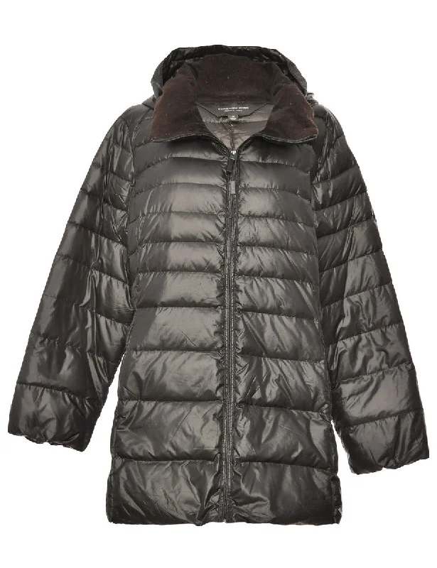Zip Front Black Puffer Jacket - L Faux Fur Jacket Real Fur Jacket Shearling Jacket