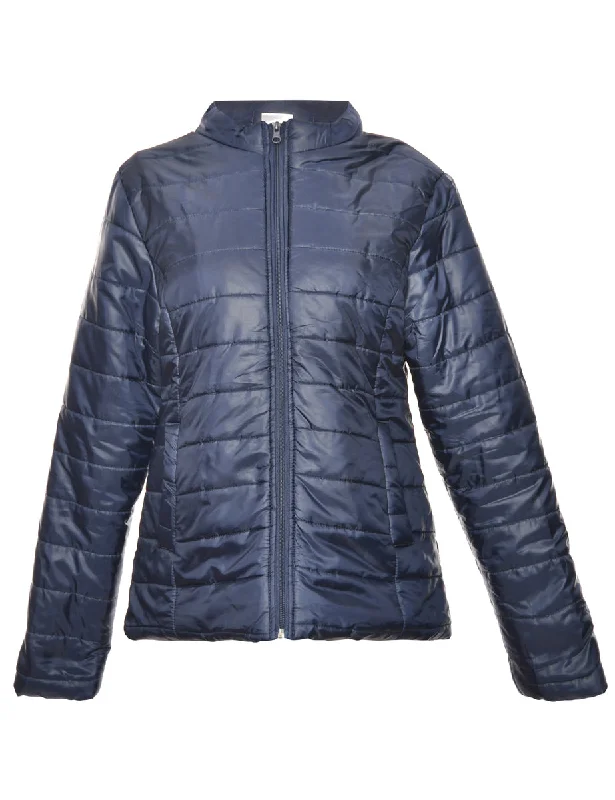 Zip-Front Navy Classic Puffer Jacket - L Striped Jacket Polka Dot Jacket Floral Jacket Zip-Front Navy Classic Puffer Jacket - L Striped Jacket Polka Dot Jacket Floral Jacket