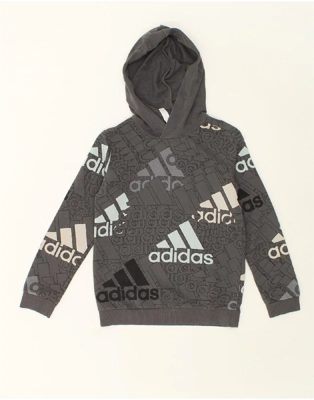 ADIDAS Boys Graphic Hoodie Jumper 9-10 Years Grey Cotton Hoodie with Batwing Sleeves Loose Dramatic ADIDAS Boys Graphic Hoodie Jumper 9-10 Years Grey Cotton Hoodie with Batwing Sleeves Loose Dramatic