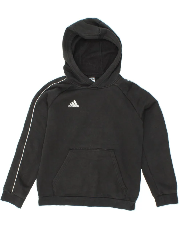 ADIDAS Boys Hoodie Jumper 11-12 Years Black Cotton