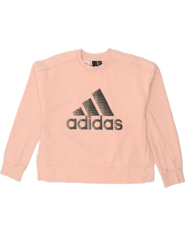 ADIDAS Girls Graphic Sweatshirt Jumper 11-12 Years Pink Cotton Hoodie with Full-Zip Functional Layering ADIDAS Girls Graphic Sweatshirt Jumper 11-12 Years Pink Cotton Hoodie with Full-Zip Functional Layering