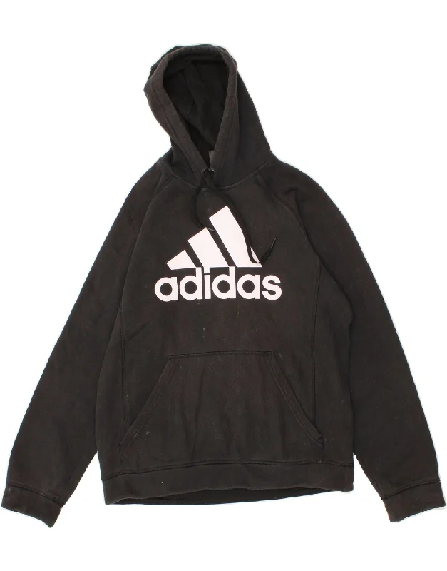 ADIDAS Mens Graphic Hoodie Jumper Medium Black Cotton Hoodie with Hood Adjustable Protection ADIDAS Mens Graphic Hoodie Jumper Medium Black Cotton Hoodie with Hood Adjustable Protection