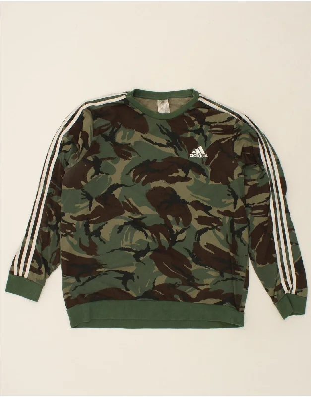 ADIDAS Mens Sweatshirt Jumper XL Green Camouflage Cotton Hoodie with Cropped Fit Short Trendy ADIDAS Mens Sweatshirt Jumper XL Green Camouflage Cotton Hoodie with Cropped Fit Short Trendy