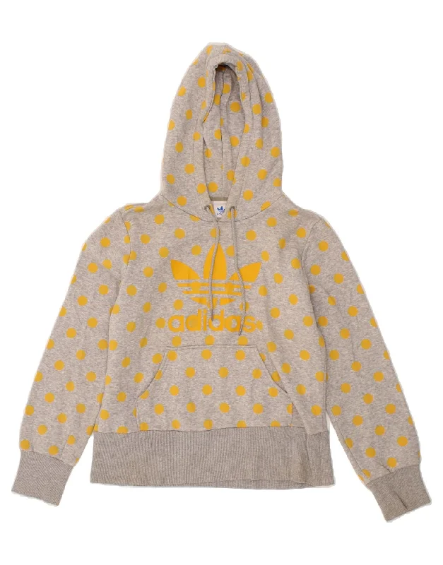 ADIDAS Womens Graphic Hoodie Jumper IT 48 XL Grey Polka Dot Cotton Hoodie with Button Classic Timeless ADIDAS Womens Graphic Hoodie Jumper IT 48 XL Grey Polka Dot Cotton Hoodie with Button Classic Timeless