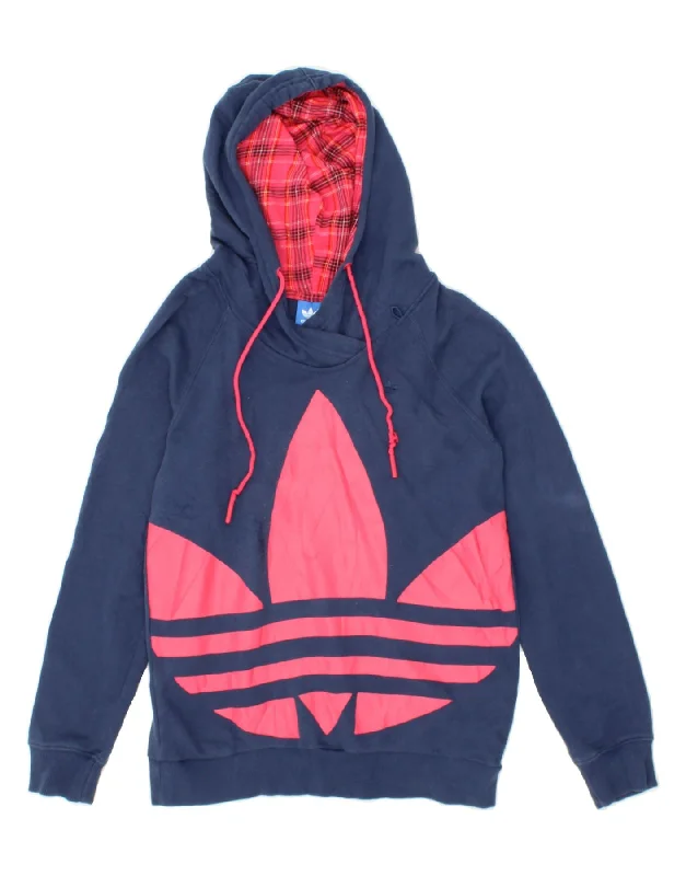 ADIDAS Womens Loose Fit Graphic Hoodie Jumper UK 10 Small Navy Blue Cotton Hoodie with Relaxed Fit Easy Casual ADIDAS Womens Loose Fit Graphic Hoodie Jumper UK 10 Small Navy Blue Cotton Hoodie with Relaxed Fit Easy Casual