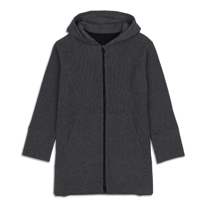 Along The Way Full Zip Hoodie - Resale Hoodie with Cuffed Sleeves Snug Secure