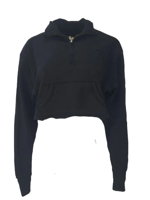 AMERICAN COLLEGIATE Women's Black Heavy Zip Crop Sweatshirt #HW8007 XS NWT Hoodie Jacket Zipper Layering AMERICAN COLLEGIATE Women's Black Heavy Zip Crop Sweatshirt #HW8007 XS NWT Hoodie Jacket Zipper Layering