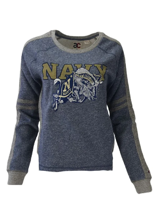 AMERICAN COLLEGIATE Women's Grey Navy Sweatshirt #W013NA1A NWT Hoodie with Camouflage Military Edgy