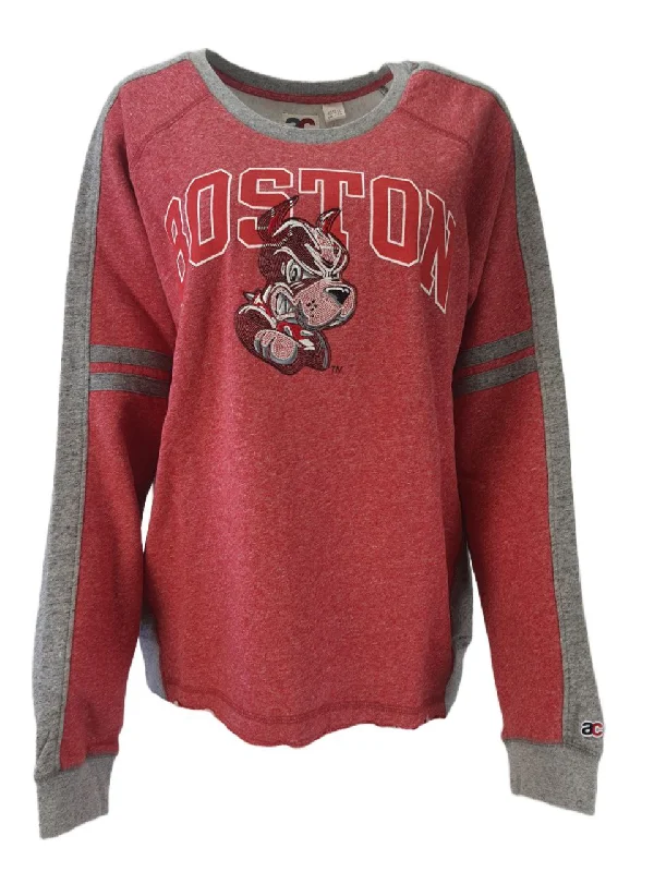 AMERICAN COLLEGIATE Women's Red Boston Sweatshirt #W013BU1A NWT Hoodie with Hem Applique Textured Unique