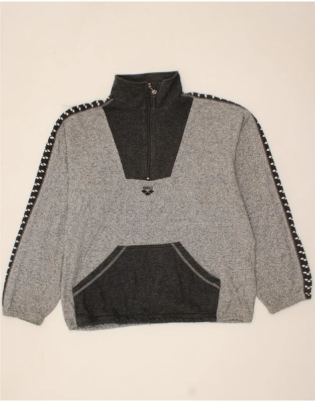 ARENA Mens Zip Neck Sweatshirt Jumper Large Grey Colourblock Hoodie with Pastel Soft Subtle ARENA Mens Zip Neck Sweatshirt Jumper Large Grey Colourblock Hoodie with Pastel Soft Subtle