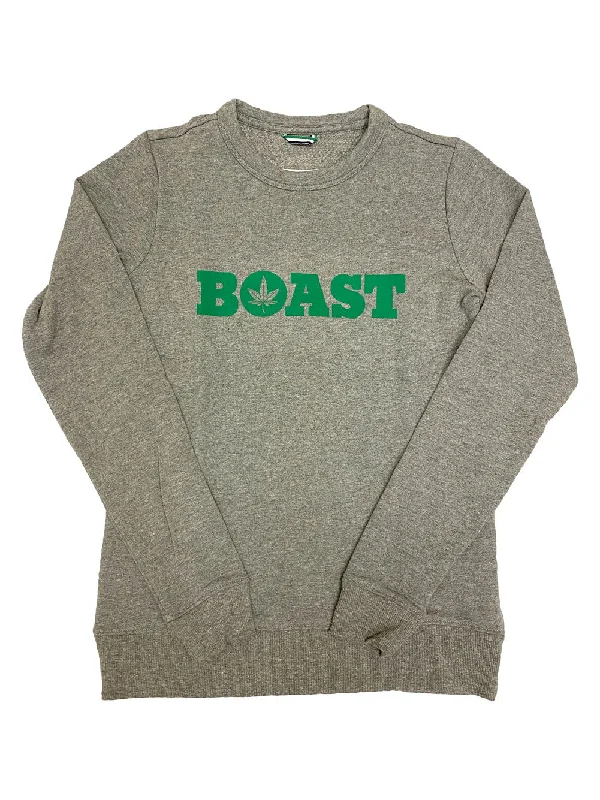 BOAST Women's Heather Gray Crewneck Sweatshirt $125 NEW Hoodie with Ribbed Hem Stretchable Secure BOAST Women's Heather Gray Crewneck Sweatshirt $125 NEW Hoodie with Ribbed Hem Stretchable Secure