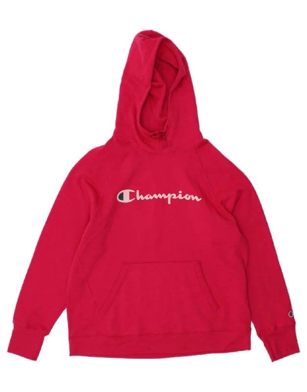 CHAMPION Womens Graphic Hoodie Jumper UK 18 XL Pink Cotton Hoodie with Elastic Waist Stretchable Comfortable CHAMPION Womens Graphic Hoodie Jumper UK 18 XL Pink Cotton Hoodie with Elastic Waist Stretchable Comfortable