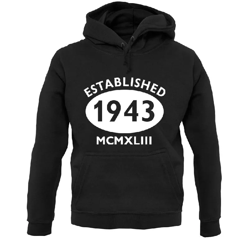 Established 1943 Roman Numerals Unisex Hoodie Hoodie with Snap Buttons Easy Quick