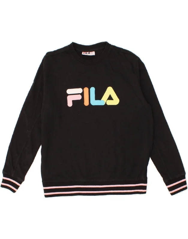 FILA Mens Graphic Sweatshirt Jumper Large Black Cotton Hoodie with Print Artistic Unique FILA Mens Graphic Sweatshirt Jumper Large Black Cotton Hoodie with Print Artistic Unique