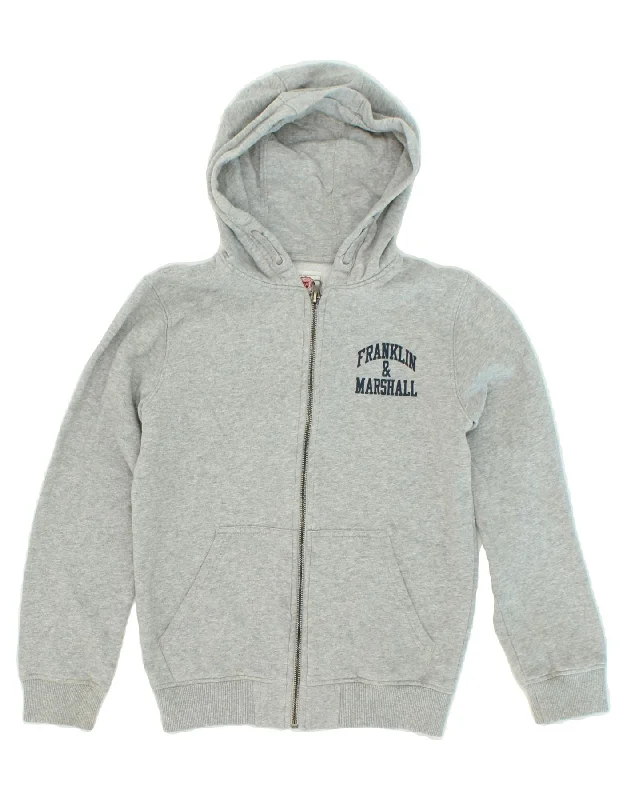 FRANKLIN & MARSHALL Boys Graphic Zip Hoodie Sweater 10-11 Years Grey