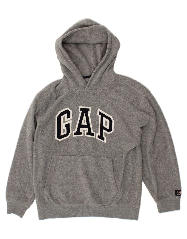 GAP Boys Tall Graphic Fleece Hoodie Jumper 12-13 Years 2XL Grey Polyester