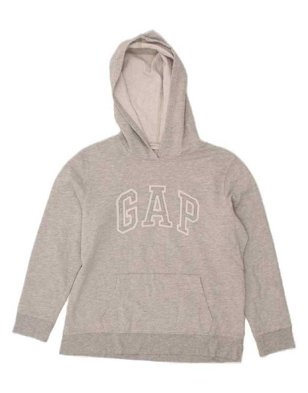 GAP Womens Graphic Hoodie Jumper UK 14 Medium Grey Cotton Hoodie with Drawstring Waist Adjustable Fitted GAP Womens Graphic Hoodie Jumper UK 14 Medium Grey Cotton Hoodie with Drawstring Waist Adjustable Fitted
