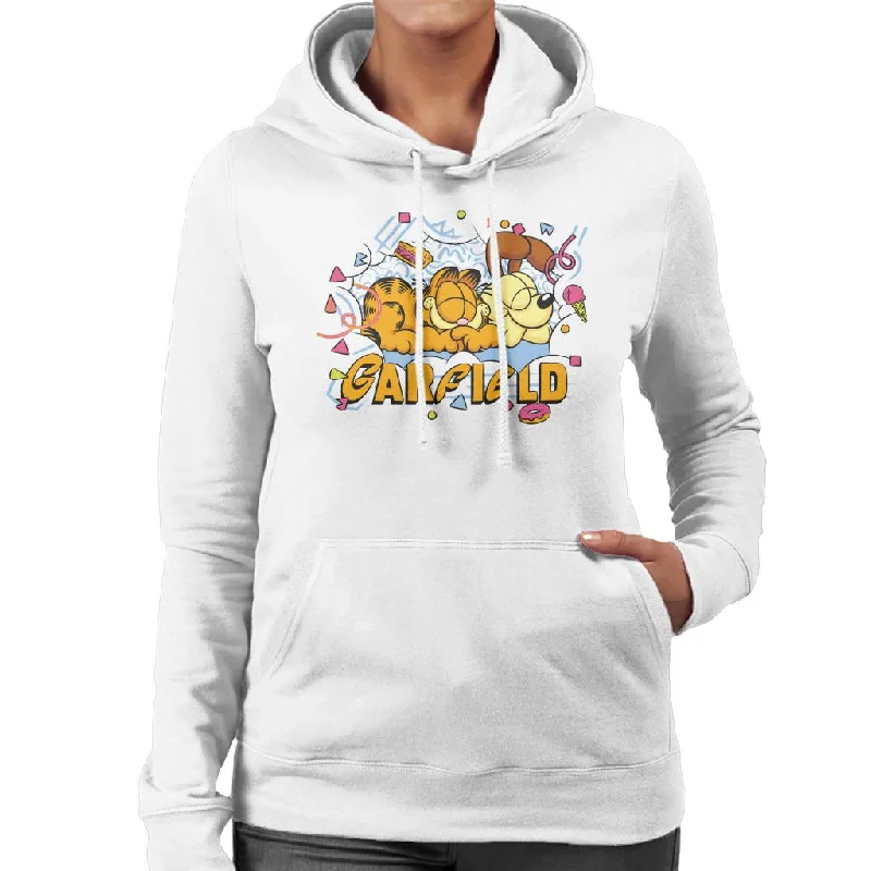 Garfield And Odie Napping Retro 90s Women's Hooded Sweatshirt