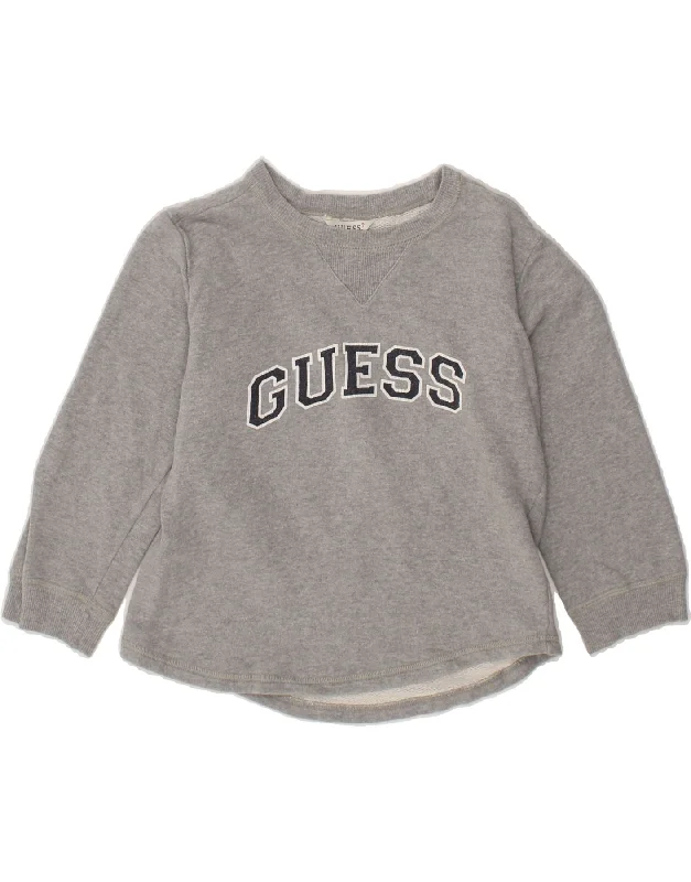GUESS Girls Graphic Sweatshirt Jumper 11-12 Years Grey Hoodie with Ribbed Cuffs Snug Fit Comfort